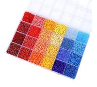 YIGZYCN Colección de cuentas de vidrio surtidas en caja de almacenamiento de 24 compartimentos para entusiastas de las manualidades y artistas