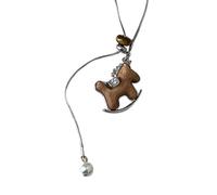 YIGZYCN Colgante de caballo de madera ligero en collar de aleación retro del año zodiacal, accesorios de la suerte para regalo diario, cadena de suéter para regalo