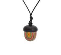 YIGZYCN Collar con colgante de bellotas de madera vintage hecho a mano con cordón de cuero para mujer, joyería de fiesta