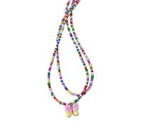 YIGZYCN Collar con colgante de mariposa, multicolor, doble capa, cadena de clavícula, joyería Y2K, gargantilla para mujer