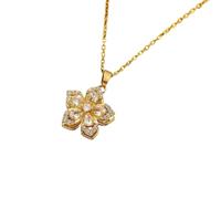 YIGZYCN Collar con colgante floral giratorio elegante, cadena de clavícula de metal, accesorio de moda, collar de flores de circón, talla única, como se describe, como se describe