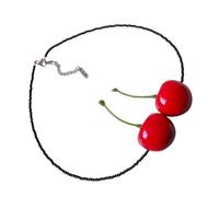 YIGZYCN Collar de cerezas con símbolo dulce y textura de cristal para mujer, añade un toque de dulzura a cualquier atuendo, regalo de cumpleaños