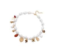YIGZYCN Collar de perlas irregulares con dije multifactor, cadena de clavícula hecha a mano, accesorios vintage, joyería elegante para mujer