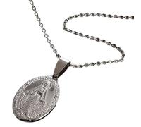 YIGZYCN Collar de vírgenes católicas, accesorio para mujer, religioso, acero inoxidable, colgante ovalado para el cuello, joyería católica