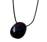 YIGZYCN Collar moderno con colgante ovalado geométrico para mujer, longitud ajustable, elegante cadena de suéter para uso diario, collar de declaración para mujer