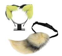 YIGZYCN Conjunto de disfraz de cola de animal peludo y diadema de orejas de felpa para mujer, disfraz de animal para Halloween, cosplay