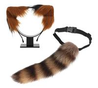 YIGZYCN Conjunto de disfraz de cola de animal peludo y diadema de orejas de felpa para mujer, disfraz de animal para Halloween, cosplay