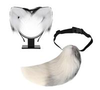 YIGZYCN Conjunto de disfraz de cola de animal peludo y diadema de orejas de felpa para mujer, disfraz de animal para Halloween, cosplay