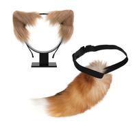 YIGZYCN Conjunto de disfraz de cola de animal peludo y diadema de orejas de felpa para mujer, disfraz de animal para Halloween, cosplay