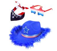YIGZYCN Conjunto de disfraz patriótico de cachemira para el 4 de julio, gafas de sol, gorras de vaquero con bandera