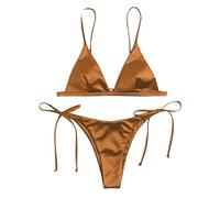 YIGZYCN Conjunto metálico de dos piezas para mujer, traje de baño de dos piezas con lazo lateral, triángulo, traje de baño de moda