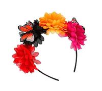 YIGZYCN Corona de rosas mexicanas, diadema de flores, diadema de mariposa, flores, diadema para Halloween, Dias Des Los Muerto, disfraz de fiesta
