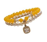 YIGZYCN Cuentas de perlas de doble capa con construcción de resina, cadena de mano versátil para ocasiones casuales y formales, joyería versátil, One Size, como se describe