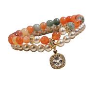 YIGZYCN Cuentas de perlas de doble capa con construcción de resina, cadena de mano versátil para ocasiones casuales y formales, joyería versátil, One Size, como se describe