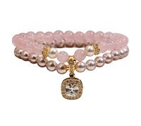 YIGZYCN Cuentas de perlas de doble capa con construcción de resina, cadena de mano versátil para ocasiones casuales y formales, joyería versátil, One Size, como se describe