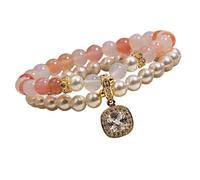 YIGZYCN Cuentas de perlas de doble capa con construcción de resina, cadena de mano versátil para ocasiones casuales y formales, joyería versátil, One Size, como se describe