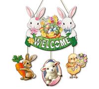 YIGZYCN Decoraciones de Pascua para decoración del hogar, conejitos de Pascua, centro de mesa de madera, letreros de Pascua, adornos de mesa independientes, adornos de mesa de madera