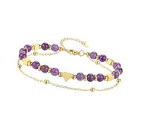 YIGZYCN Delicada pulsera de dos capas con esfera de corazón de piedra natural, cadena modificable, regalo tierno para ella, uso diario, pulsera de piedra lisa y lisa, talla única, como se describe