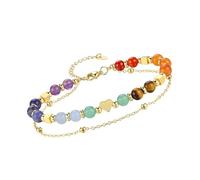 YIGZYCN Delicada pulsera de dos capas con esfera de corazón de piedra natural, cadena modificable, regalo tierno para ella, uso diario, pulsera de piedra lisa y lisa, talla única, como se describe