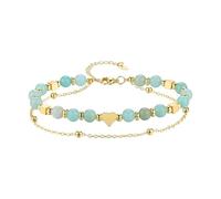 YIGZYCN Delicada pulsera de dos capas con esfera de corazón de piedra natural, cadena modificable, regalo tierno para ella, uso diario, pulsera de piedra lisa y lisa, talla única, como se describe