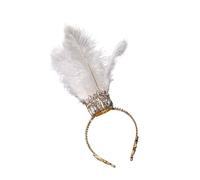 YIGZYCN Diadema de diamantes de imitación con plumas para festivales de música, fiestas de disfraces, carnavales, reuniones, eventos, disfraces, aro para el pelo para adultos