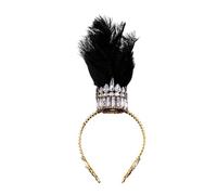 YIGZYCN Diadema de diamantes de imitación con plumas para festivales de música, fiestas de disfraces, carnavales, reuniones, eventos, disfraces, aro para el pelo para adultos