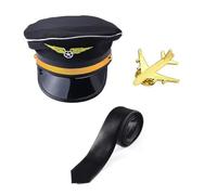 YIGZYCN Disfraz de capitán de aerolínea para adultos, accesorio de cosplay de piloto, uniforme de charretera, sombrero de charretera, corbata para el cuello, traje de juego de rol