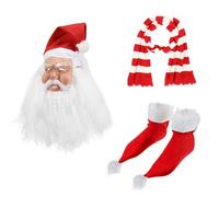 YIGZYCN Disfraz de Papá Noel de Navidad, accesorios para adultos, bufanda de cara completa, conjunto de disfraz de Papá Noel