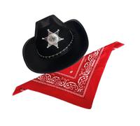 YIGZYCN Disfraz de vaquero occidental para niños y adultos, sombrero de vaquero con bandana para Halloween