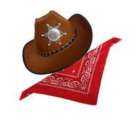 YIGZYCN Disfraz de vaquero occidental para niños y adultos, sombrero de vaquero con bandana para Halloween