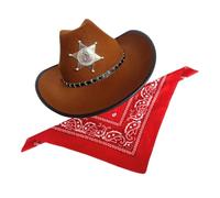 YIGZYCN Disfraz de vaquero occidental para niños y adultos, sombrero de vaquero con bandana para Halloween