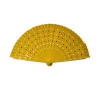 YIGZYCN Elegante abanico de madera clásico vintage con patrón de puntos españoles plegable para bodas y fiestas de baile, abanico de mano de madera