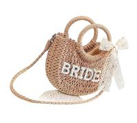 YIGZYCN Elegante bolso de paja natural para accesorios de novia y actividades al aire libre, Novia