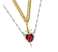 YIGZYCN Elegante collar con colgante de dagas de corazón, collar único de dagas de corazón con adornos de piedras preciosas para glamures cotidianos