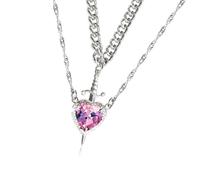 YIGZYCN Elegante collar con colgante de dagas de corazón, collar único de dagas de corazón con adornos de piedras preciosas para glamures cotidianos