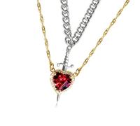 YIGZYCN Elegante collar con colgante de dagas de corazón, collar único de dagas de corazón con adornos de piedras preciosas para glamures cotidianos