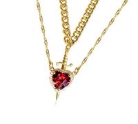 YIGZYCN Elegante collar con colgante de dagas de corazón, collar único de dagas de corazón con adornos de piedras preciosas para glamures cotidianos