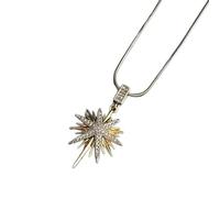 YIGZYCN Elegante collar con colgante de girasoles con detalles de cristal brillante, cadena de clavícula para uso diario, collar de dos tonos dorado y plateado con colgante de cristal, joyería de moda
