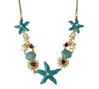 YIGZYCN Elegante concha de estrellas de mar con perlas de imitación y diamantes de imitación, accesorio para mujer, joyería de vacaciones en la playa, diamantes de imitación esmaltados