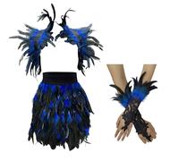 YIGZYCN Elegante conjunto de falda y guantes de hombro con plumas, accesorio de disfraz de moda para cosplay y reuniones temáticas para vestirse hasta el cuello, RBL, XXL