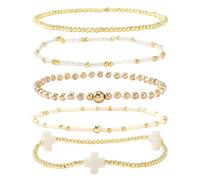 YIGZYCN Elegante crucifijo con cuentas para uso diario, cuentas de cobre con acento geométrico, joyería de cadena de mano para mujer, juego de crucifijo con cuentas, One Size, como se describe