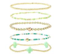 YIGZYCN Elegante crucifijo con cuentas para uso diario, cuentas de cobre con acento geométrico, joyería de cadena de mano para mujer, juego de crucifijo con cuentas, One Size, como se describe
