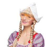 YIGZYCN Elegante sombrero holandés de encaje blanco, cómodo sombrero holandés con gafas de sombra para mujer, fiesta temática cultural