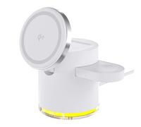 YIGZYCN Estación de carga rápida inteligente 3 en 1 de 15 W para teléfono, auriculares, reloj inteligente, organizadores de escritorio con iluminación LED, carga inteligente para teléfono