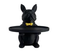 YIGZYCN Estatua de perro encantadora, organizadores de almacenamiento para caramelos, joyas, aretes, decoración del hogar, escultura de resina con cuenco de almacenamiento