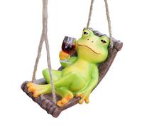 YIGZYCN Estatua de resina de ranas oscilantes para jardín, decoración colgante al aire libre, figuras de animales, esculturas de ranas durmientes