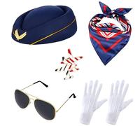 YIGZYCN Flyer - Kit de disfraz de cosplay con sombrero de capitán para adultos, equipo de juego de rol, elegante azafata para ocasiones festivas, conjunto de disfraz para parejas
