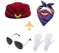 YIGZYCN Flyer - Kit de disfraz de cosplay con sombrero de capitán para adultos, equipo de juego de rol, elegante azafata, para ocasiones festivas, juego de disfraz para parejas