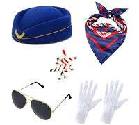 YIGZYCN Flyer - Kit de disfraz de cosplay con sombrero de capitán para adultos, equipo de juego de rol, elegante azafata, para ocasiones festivas, juego de disfraz para parejas