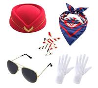 YIGZYCN Flyer - Kit de disfraz de cosplay con sombrero de capitán para adultos, equipo de juego de rol, elegante azafata para ocasiones festivas, conjunto de disfraz para parejas